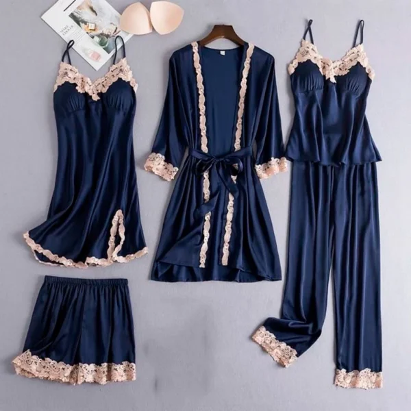 5 Piece Nightwear Set in Rich Blue