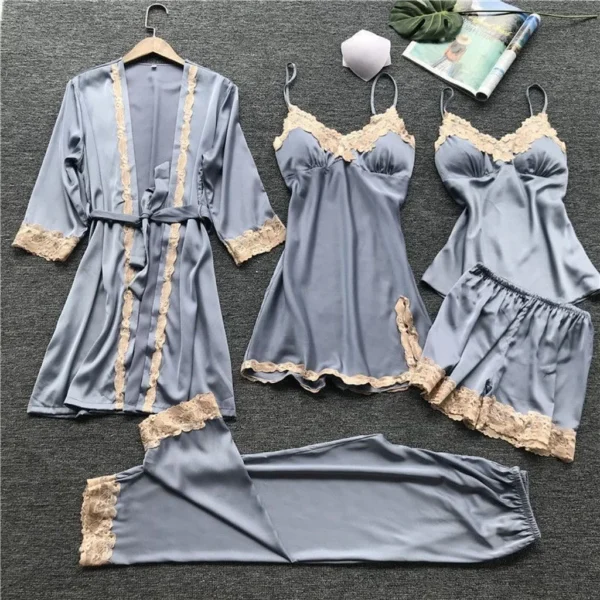 5 Piece Nightwear Set in Grey